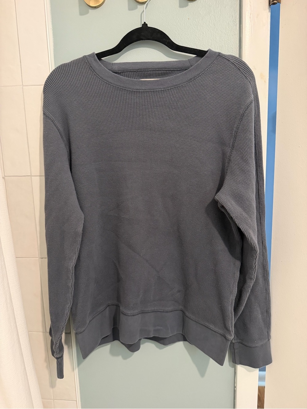 Men's Waffle Knit Crewneck Thermal - Slate Gray